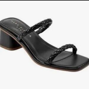 Marc Fisher Black Braided Double-Strap Block Heel Mule